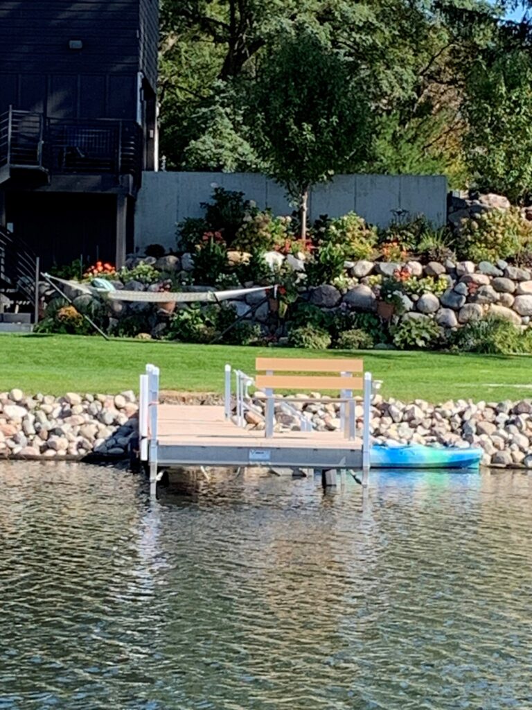 A V-Dock installed at lakefront property