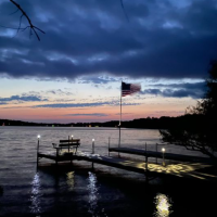 Photo 13 Vdock with Flag Pole under the sunset